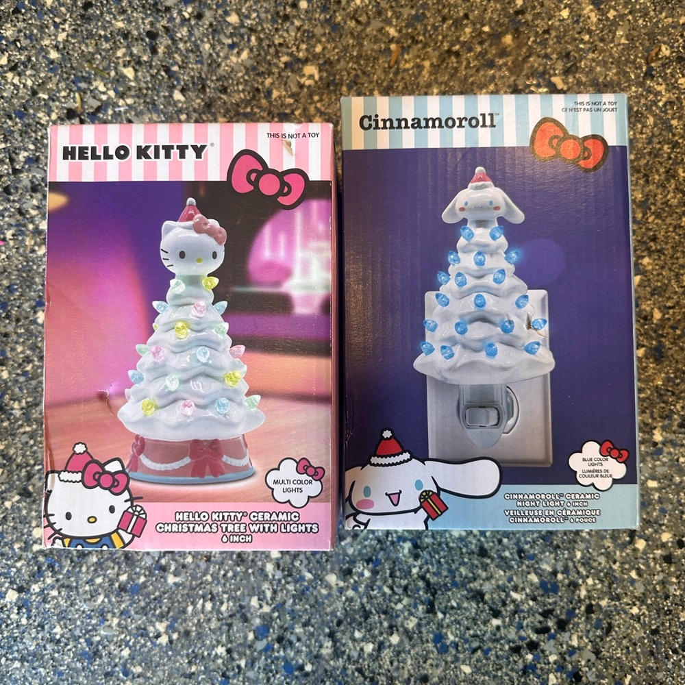 Hello Kitty Pink and White Ceramic Christmas Tree with Lights